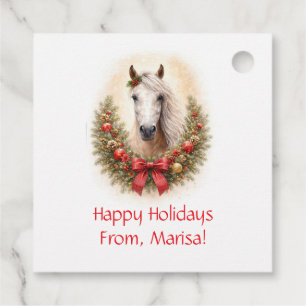Horse in a Wreath Pretty Xmas Gift Tags