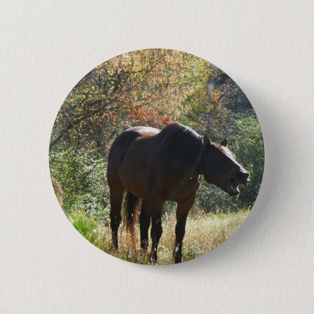 Horse in Autumn 6 Cm Round Badge (Front)