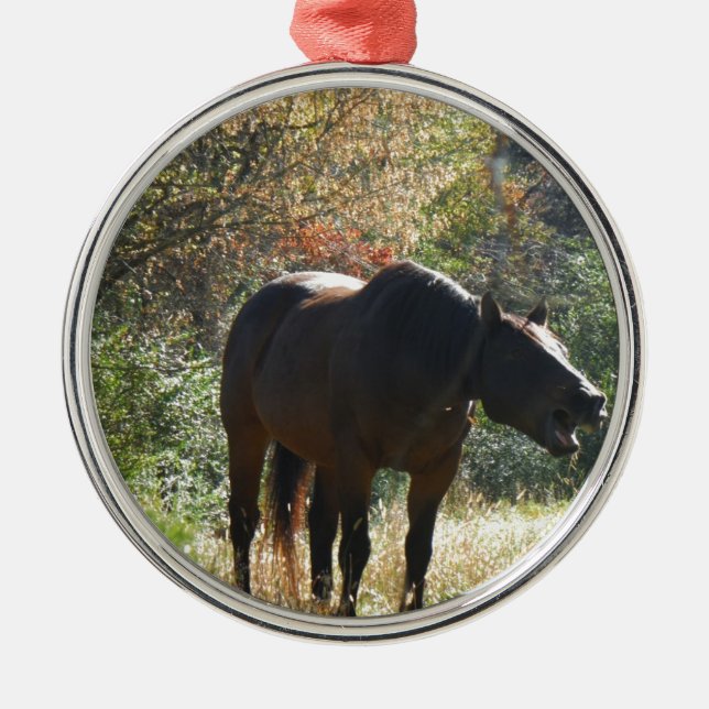 Horse in Autumn Metal Tree Decoration (Front)