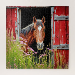 Horse In Barn Door Jigsaw Puzzle
