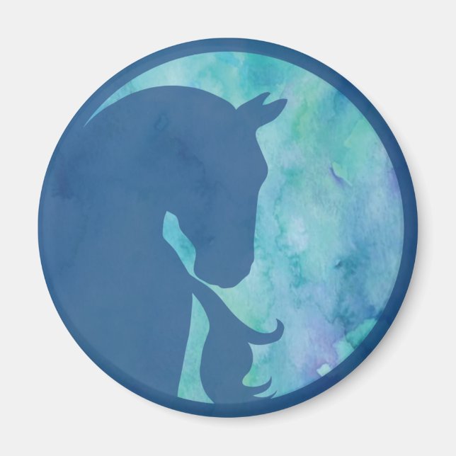 Horse in Circle - Blue Magnet (Front)