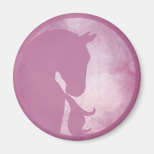 Horse in Circle - Pink Magnet