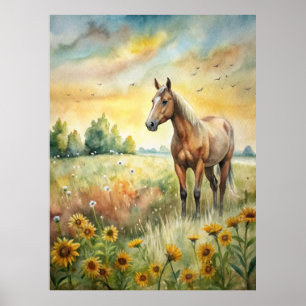 Horse in Field Poster