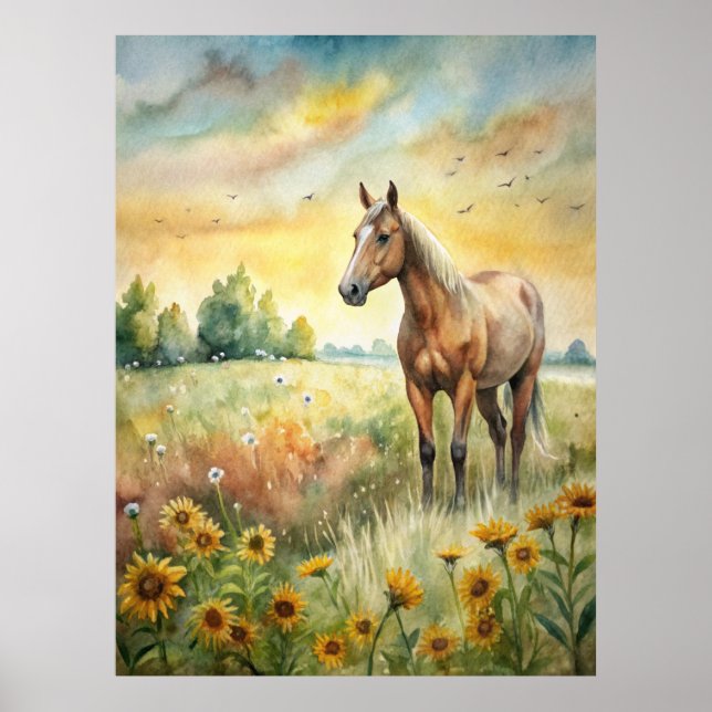 Horse in Field Poster (Front)