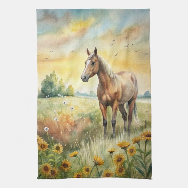 Horse in Field Tea Towel (Vertical)