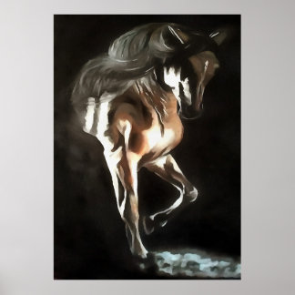 Horse In Flaxen Chestnut Brown On Black Poster