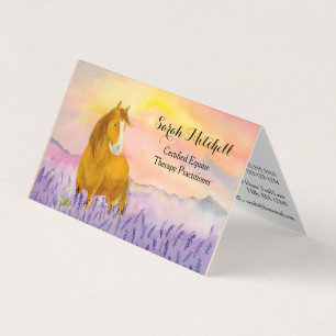 Horse in Lavender Field Folded Business Card