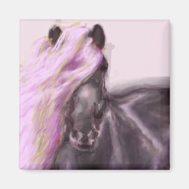horse in lilac shades  magnet (Front)