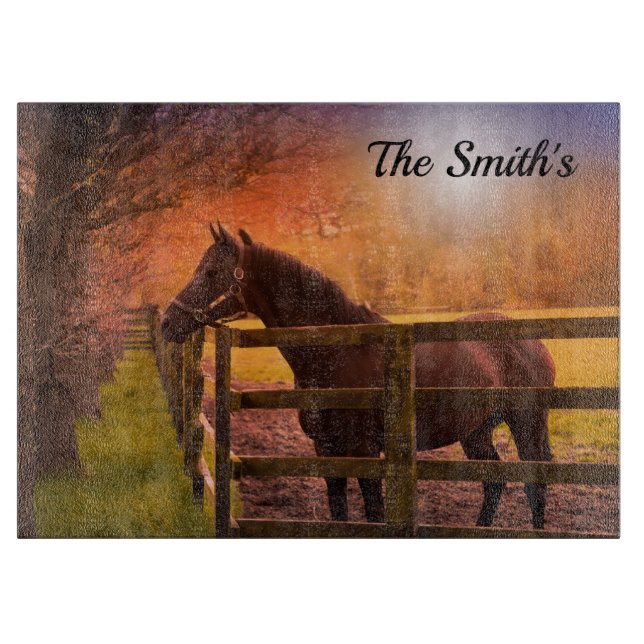 Horse in Paddock Personalised Cutting Board (Front)
