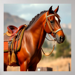 Horse in Saddle   Elegant Horse Decor Print