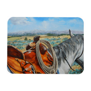 Horse in sadle by Crazy Woman Mountains Montana Magnet