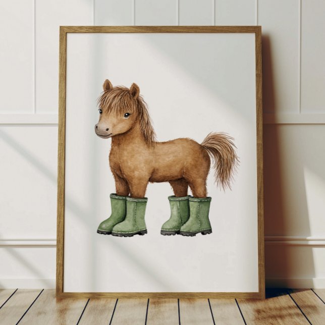 Horse in Sage Green Boots Poster Kids Room Decor (Creator Uploaded)