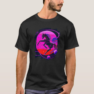 Horse in Space Jumping Galloping Horseback Riding T-Shirt