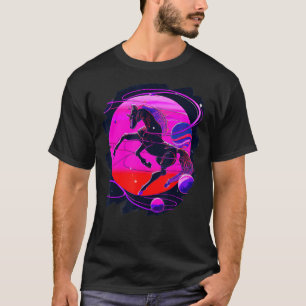 Horse in Space Jumping Galloping Horseback Riding T-Shirt