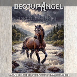 Horse in Storm - Decoupage - Tissue Paper