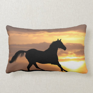Horse In Sunset Lumbar Cushion