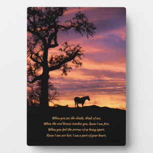 Horse in Sunset with Tree Memorial Plaque
