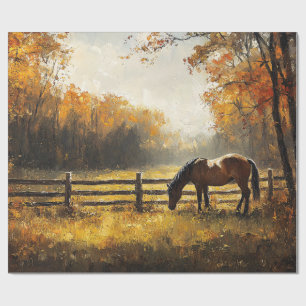 Horse in the Field Golden Hour Decoupage Wrapping Paper