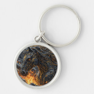 Horse in the fire key ring