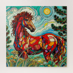 Horse in the Grass 600 Piece Puzzle