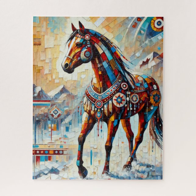 Horse in the Snow 500 Piece Puzzle (Vertical)