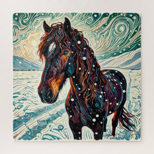Horse in the Snow 600 Piece Puzzle