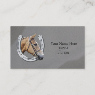 Horse inside horseshoe logo business card