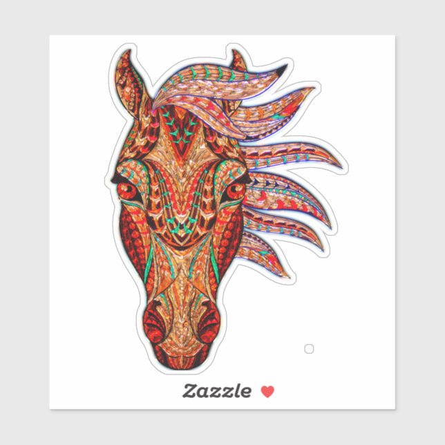 Horse jewel mosaic colourful cowgirl equestrian (Sheet)