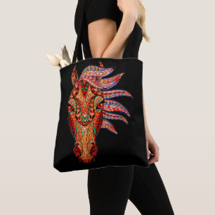 Horse jewel mosaic colourful cowgirl equestrian tote bag