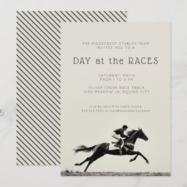 Horse Jockey Day at the Races Equestrian Invitation (Front/Back)