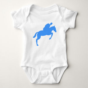Horse Jumping - Baby Blue Baby Bodysuit