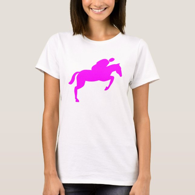 Horse Jumping - Magenta T-Shirt (Front)