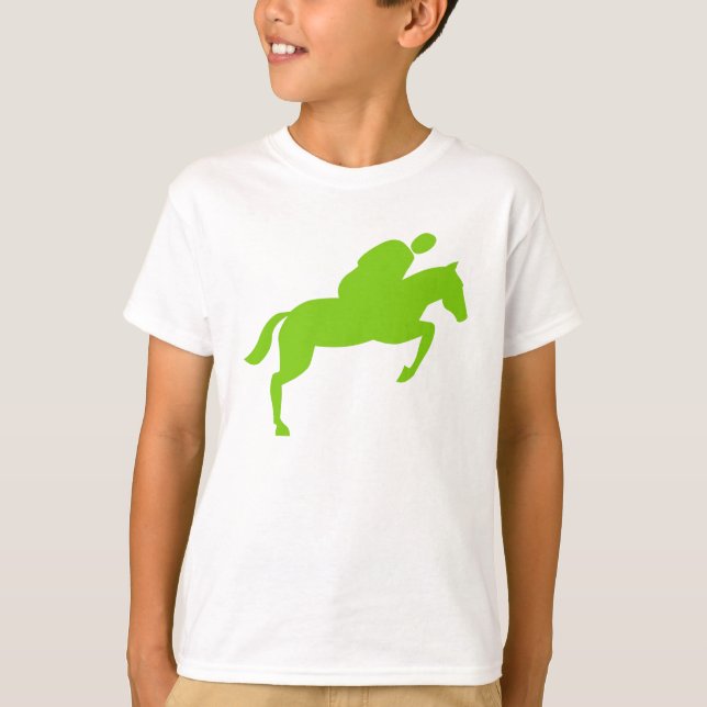 Horse Jumping - Martian Green T-Shirt (Front)