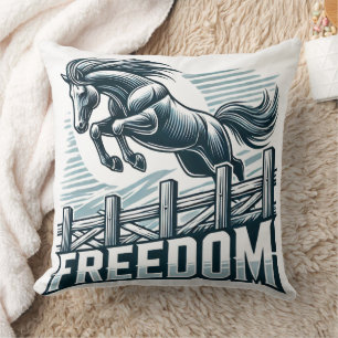 Horse Jumping Over the Freedom Wall Cushion