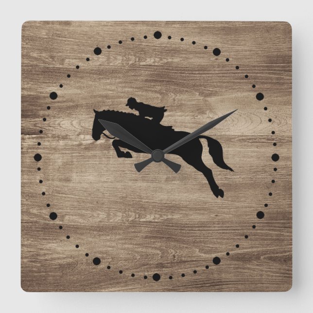 Horse Jumping Silhouette Wall Clock (Front)
