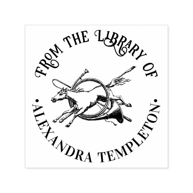 Horse Jumping Through Horn Library Book Name Self-inking Stamp (Design)