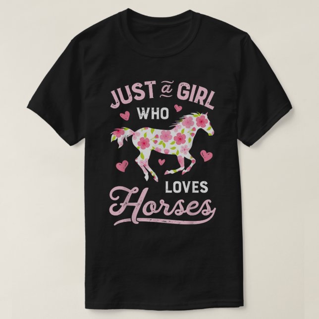 Horse Just A Girl Who Loves Horseback Riding Farm  T-Shirt (Design Front)