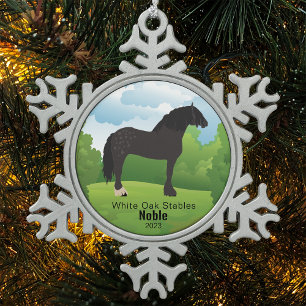 Horse Keepsake Customizable Breed and Text Snowflake Pewter Christmas Ornament