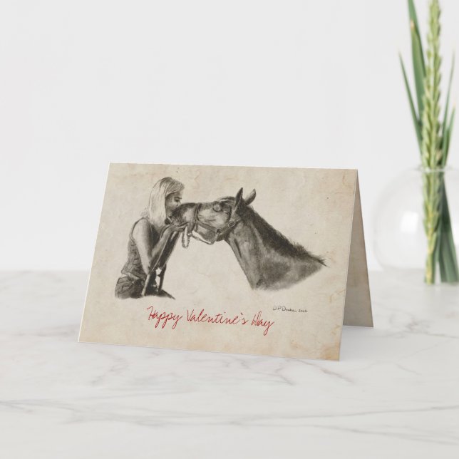 Horse Kisses Valentines Day Holiday Card (Front)