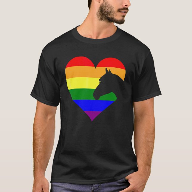 Horse  Lgbt Q Cool Gay Pride Rainbow Flag Ally T-Shirt (Front)