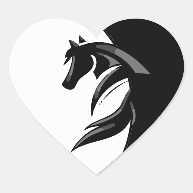  Horse Logo with Heart Heart Sticker (Front)