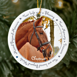 Horse Loss Keepsake- Sympathy Photo Horse Memorial Ceramic Tree Decoration