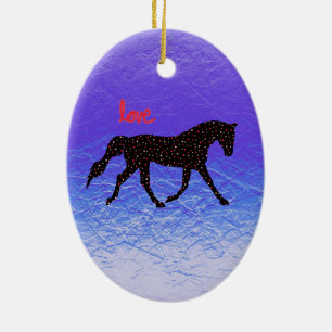 Horse, Love and Hearts Ceramic Tree Decoration