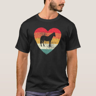 Horse Love Heart Girls Retro Vintage Womens T-Shirt