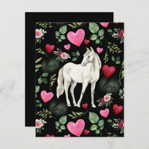 Horse Love Valentine’s Day Card in Black