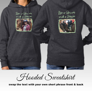 Horse lover 2 photo equestrian green grey hoodie
