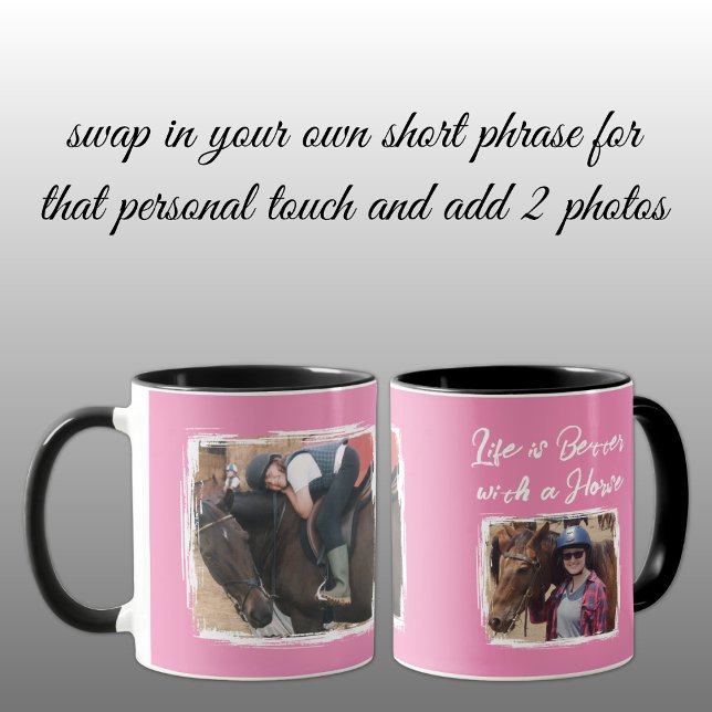 Horse lover 2 photo white pink mug (Creator Uploaded)