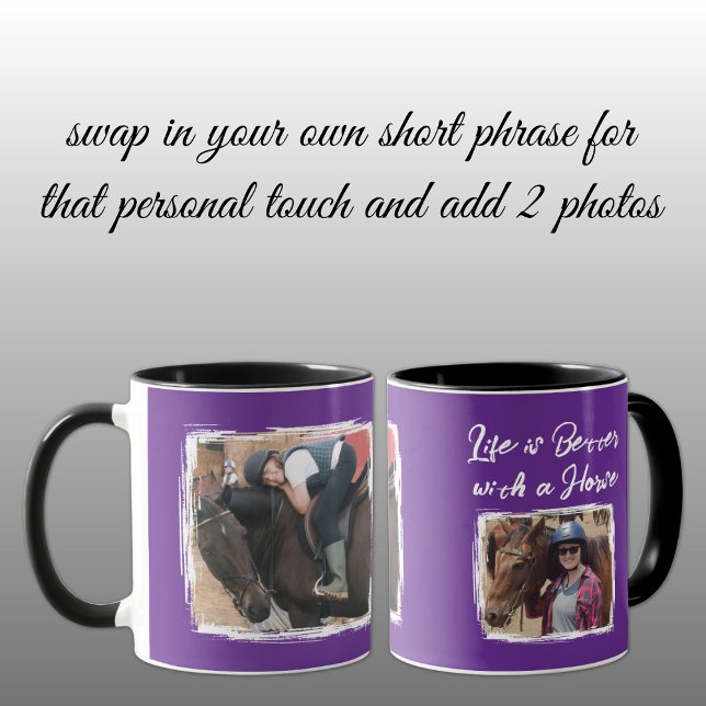 Horse lover 2 photo white purple mug (Creator Uploaded)