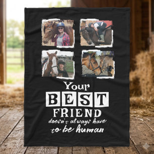 Horse lover 4 photo best friend black white fleece blanket