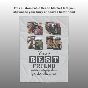 Horse lover 4 photo best friend grey fleece blanket